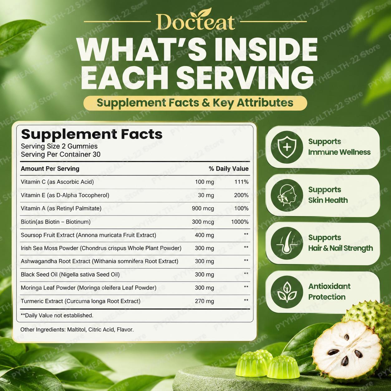 Soursop Gummies, 10-in-1 Vitam - Herbal And Wellness Products 评论和价格